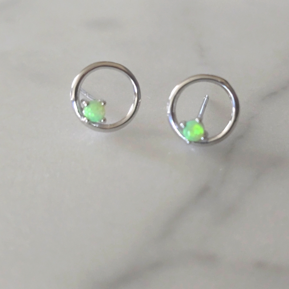Ethiopian Fire Opal & Sterling Earrings